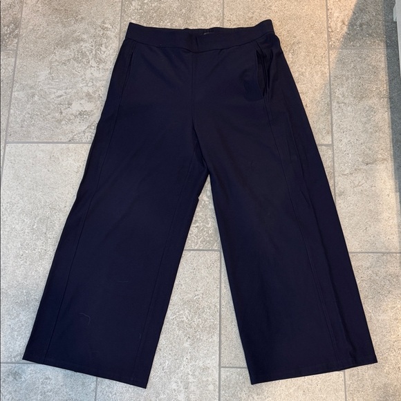 Eileen Fisher Indigo Blue Wide-Leg Pants - Washable Stretch Crepe - Picture 1 of 7